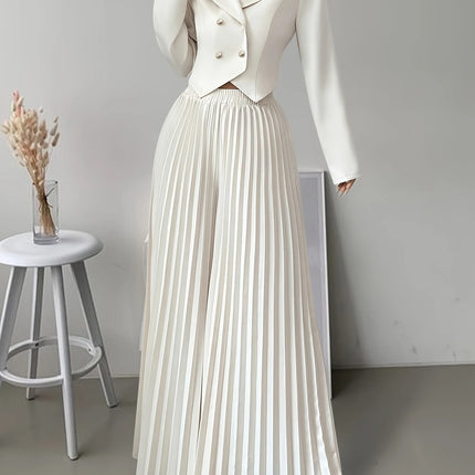 Top Set Long Sleeved Pleated Skirt
