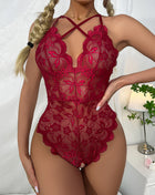 SS One-piece Lingerie Wine red