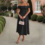 Elegant Tube Top Off-shoulder Dress Black