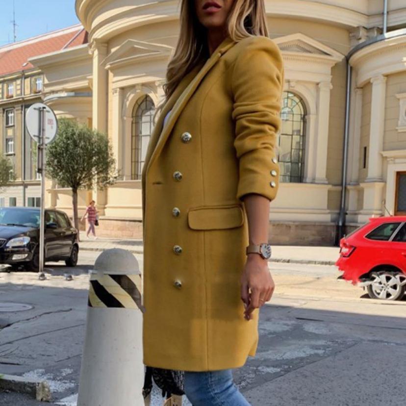 Woolen Double-breasted Trench Coat