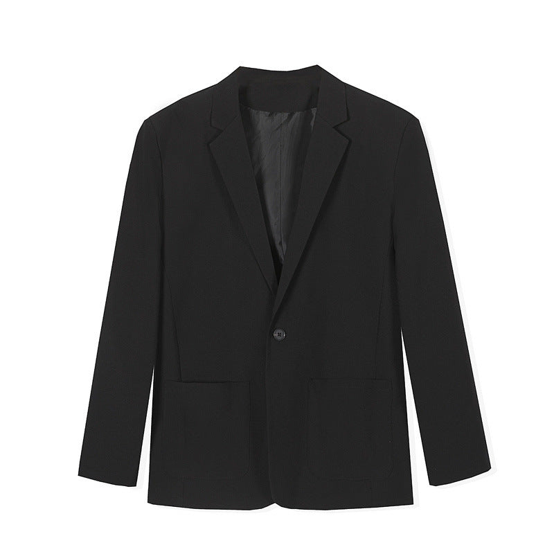 Simplicity Pure Color All-matching Casual Suit Jacket Black