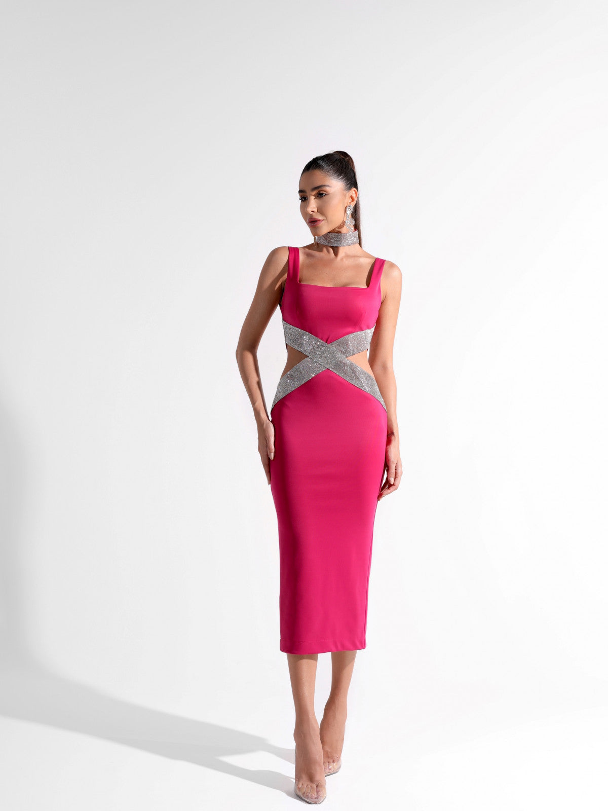 Bandage One-piece Dress Rose Red