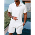 Single Suite Men's Shirt And Shorts Two-piece Set White