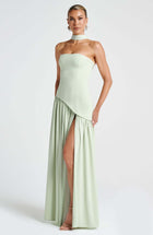 Sexy Backless Tube Top Split Dress Green