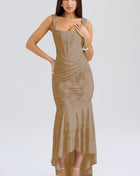 SS Ruched Dress Dark Brown