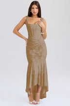 SS Ruched Dress Dark Brown