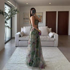 Mesh Printing Slip Holiday Leisure Party Dress
