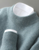 SS Men's Sweater Gray Green Half Turtleneck