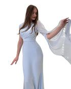 SS Elegant Satin Dress Light blue