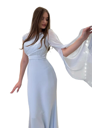 SS Elegant Satin Dress Light blue