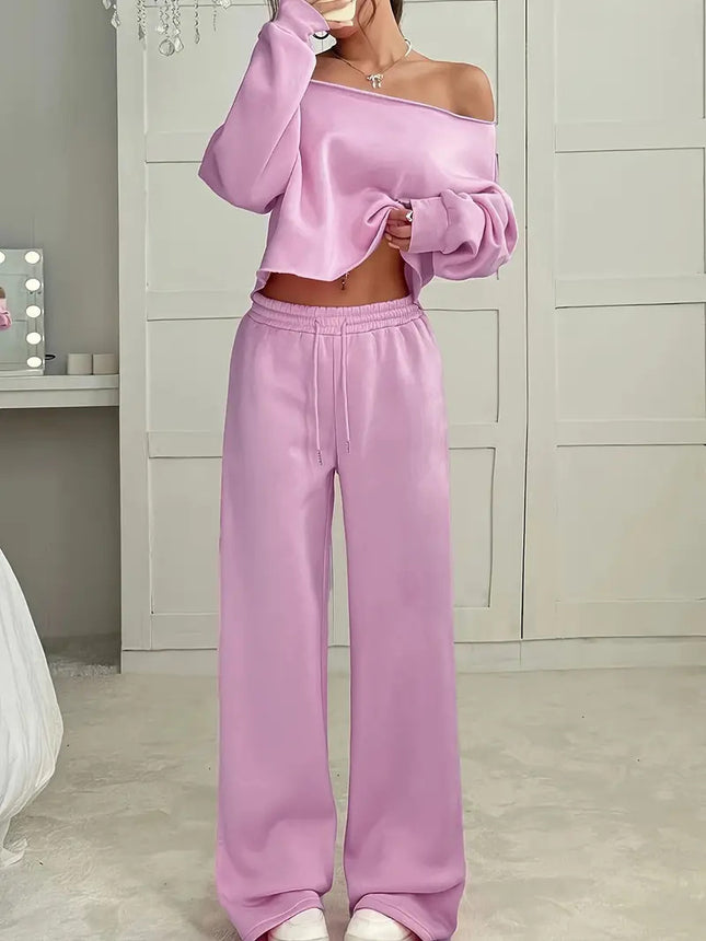 Autumn And Winter Casual Two Piece Pink