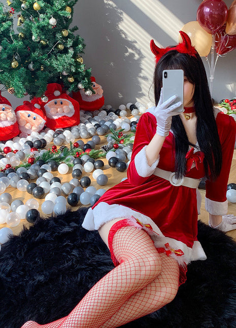 Women's Role-playing Pajamas Christmas Suit With Hairdress1 Free size