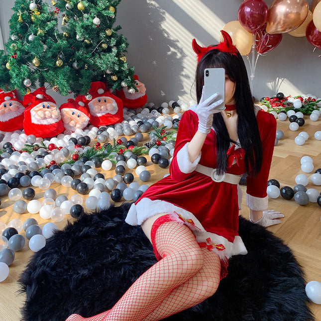 Women's Role-playing Pajamas Christmas Suit With Hairdress1 Free size