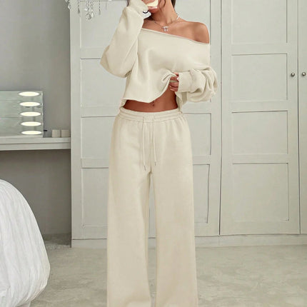 Autumn And Winter Casual Two Piece Beige