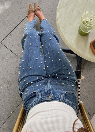 SS Straight-leg Frayed Jeans