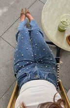 SS Straight-leg Frayed Jeans