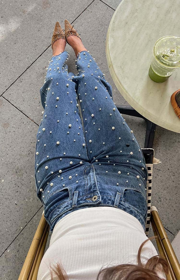 SS Straight-leg Frayed Jeans