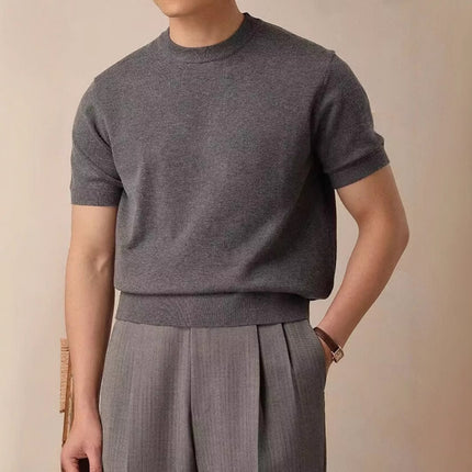 Men's Round Neck Short Sleeve Knitted T-shirt
