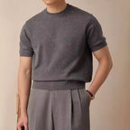 Men's Round Neck Short Sleeve Knitted T-shirt