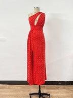 Diamond-embedded One-shoulder Bandage One-piece Dress