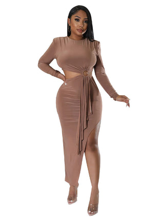 SS Waist Dress Light coffee