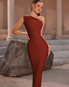 SS One Shoulder Dress Brown