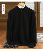 Men's Half Zipper Worsted Wool Sweater Black