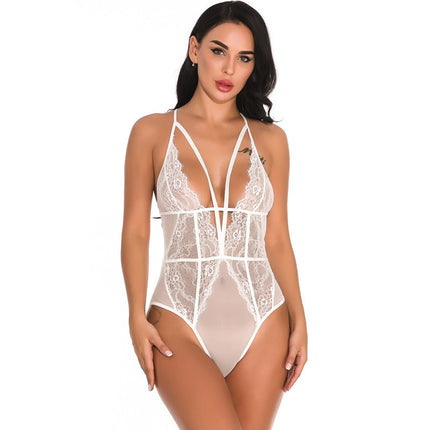 Women's Lace Mesh Sexy Sleepwear White