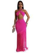 SS Tassel Dress Rose Red