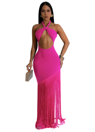 SS Tassel Dress Rose Red