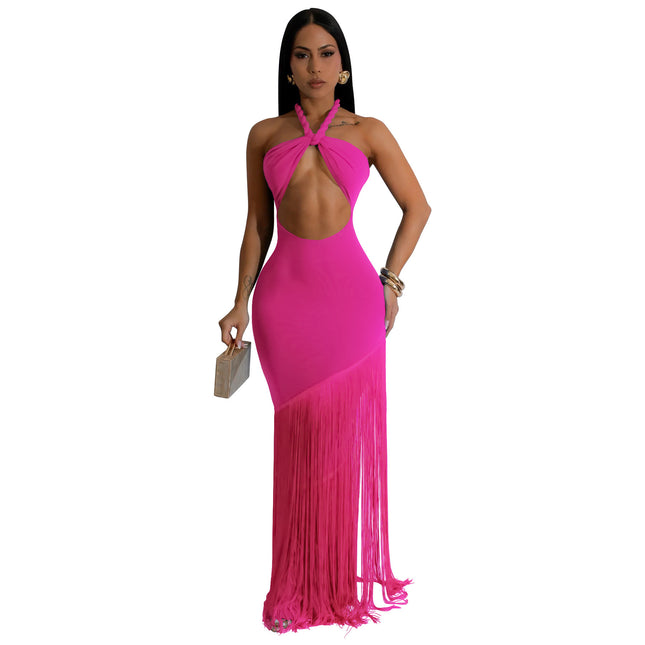 SS Tassel Dress Rose Red