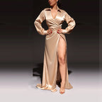 Women's Side-slit Ultra-long Dress Apricot