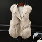 Women’s Patchwork Winter Fox Fur Jacket Women OFF White