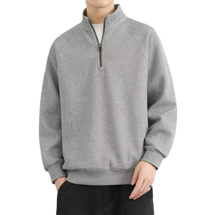 Half Zipped Stand Collar Men's Vintage Casual Sweatshirt
