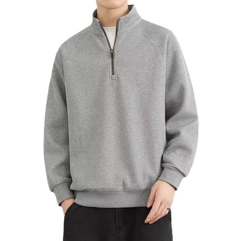 Half Zipped Stand Collar Men's Vintage Casual Sweatshirt