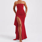 Pleated Bridesmaid Dress Wine red