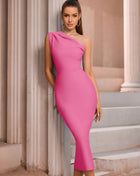 SS One Shoulder Dress Rose Red