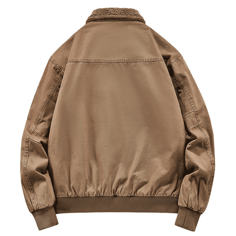 Men's Fleece-lined Washed Cotton Jacket