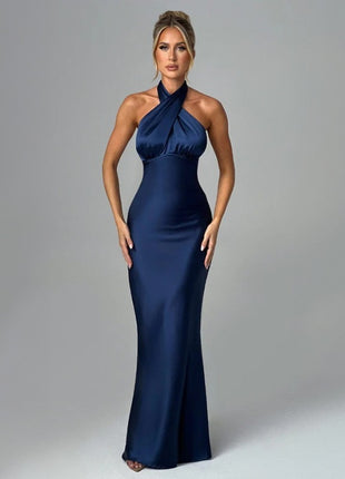 SS Backless Dress Blue
