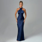 Fashion Elegant Backless Sleeveless Dress Blue