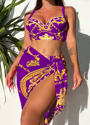 SS Retro Three-piece Swimsuit Purple
