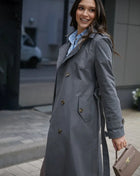 SS Classic Style Lace-up Coat Gray