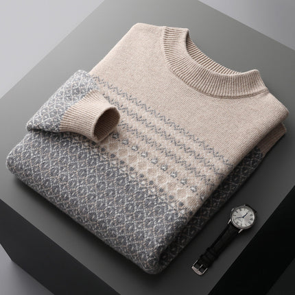 Men's Pure Wool Sweater Casual Apricot
