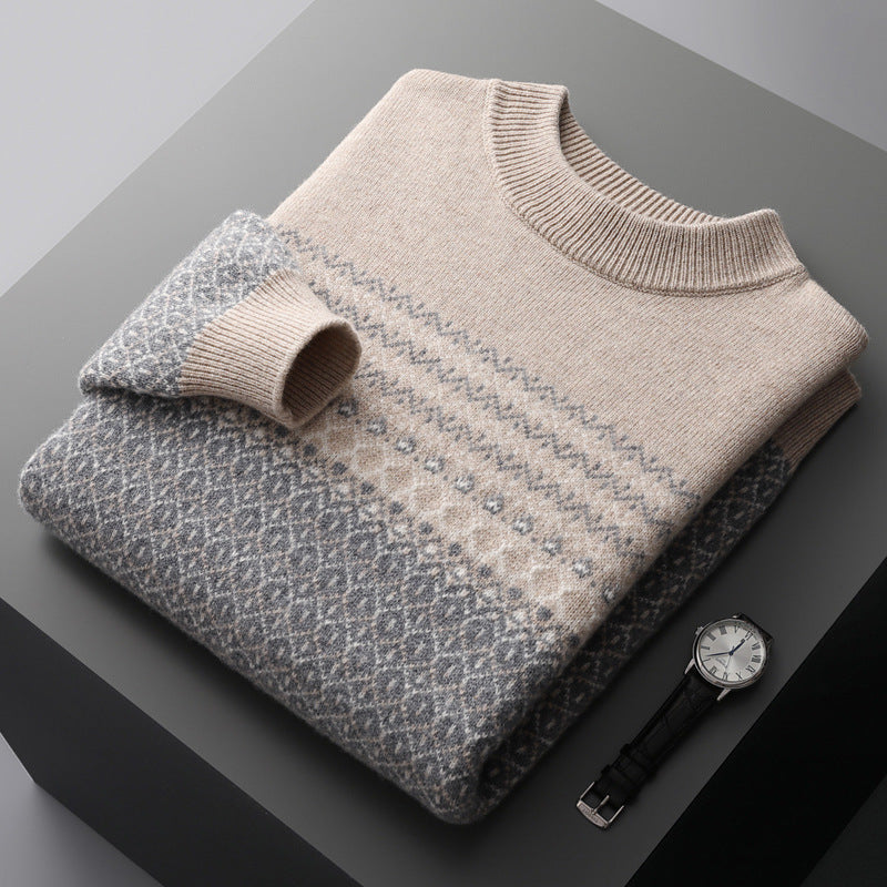 Men's Pure Wool Sweater Casual Apricot