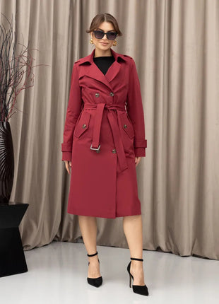 SS Classic Style Lace-up Coat Red