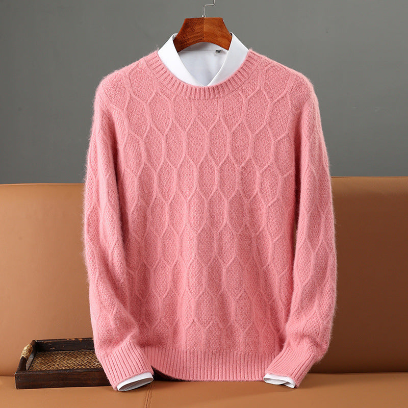 Pullover Knitted base Sweater Leather Pink