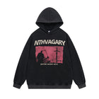 Men's Street Depressed Cross Velvet Padded Hoodie Black