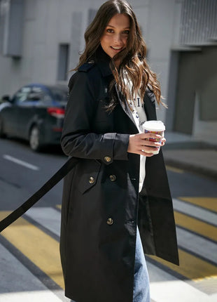SS Classic Style Lace-up Coat Black