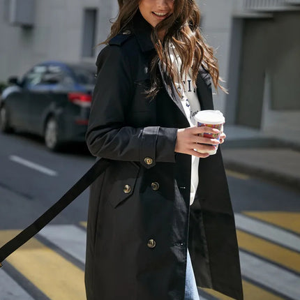 SS Classic Style Lace-up Coat Black