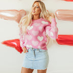 Women's Heart Shape Beads Sweater